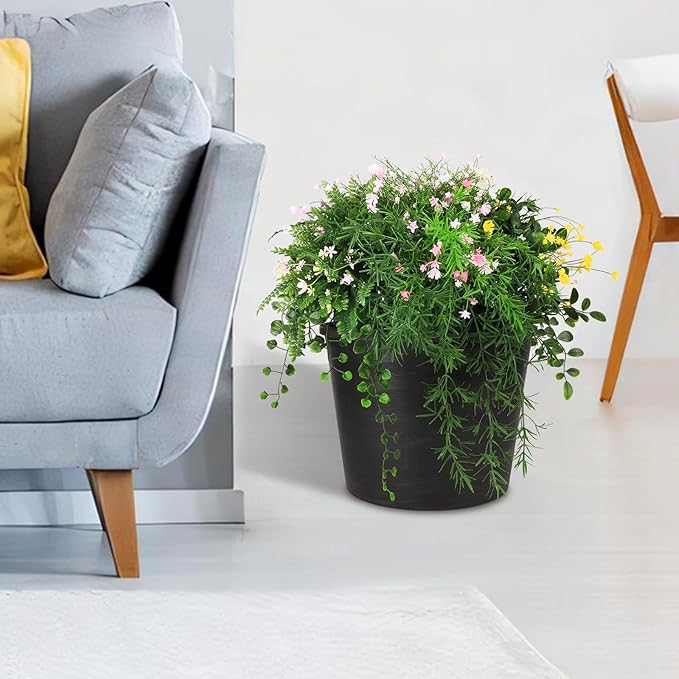 5 in 1 Artificial Plants & Flowers, Potted Fake BabyBreath Grass Plant for Home Decor Indoor Outdoor, Greenery Floor Artificial Plant for Office Room Decoration (Multiple Colour)