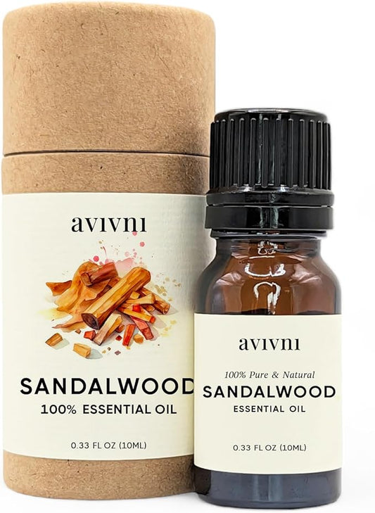 Australian Sandalwood Essential Oil - 100% Pure & Natural, Organic, Undiluted for Aromatherapy, Hair, Diffuser (0.33oz - 10ml)