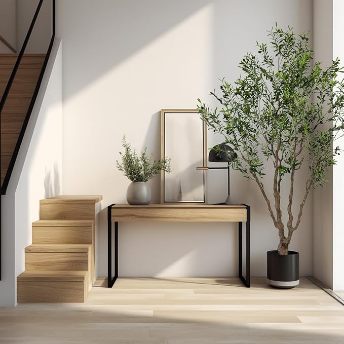 Artificial Olive Tree Tall,Faux Olive Tree Indoor Artificial Tree for Modern Home Office Living Room Floor Decor Indoor (1, 8ft 1in)