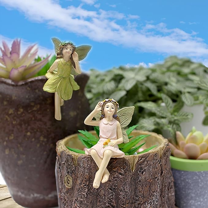 Garden Miniatures Fairies Mini Garden Figurine Set Fairies Statues Without a Stick for Outdoor Garden Yard Lawn Home Decor Lovely Resin Fairy Angel Accessories (5 Pieces)