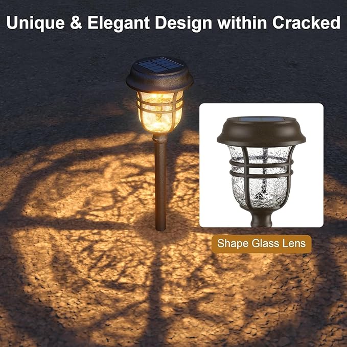 XMCOSY+ Solar Pathway Lights Outdoor, 2 Lighting Modes Warm White & RGB Auto Color Changing LED Solar Powered Garden Lights IP65 Waterproof for Yard Walkway Driveway Landscape Decorative Lawn (6 Pack)