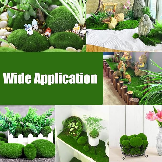 6 PCS Artificial Moss Rocks Decorative, Green Moss Balls,Moss Stones, Green Moss Covered Stones, Fake Moss Decor for Floral Arrangements, Fairy Gardens and Crafting