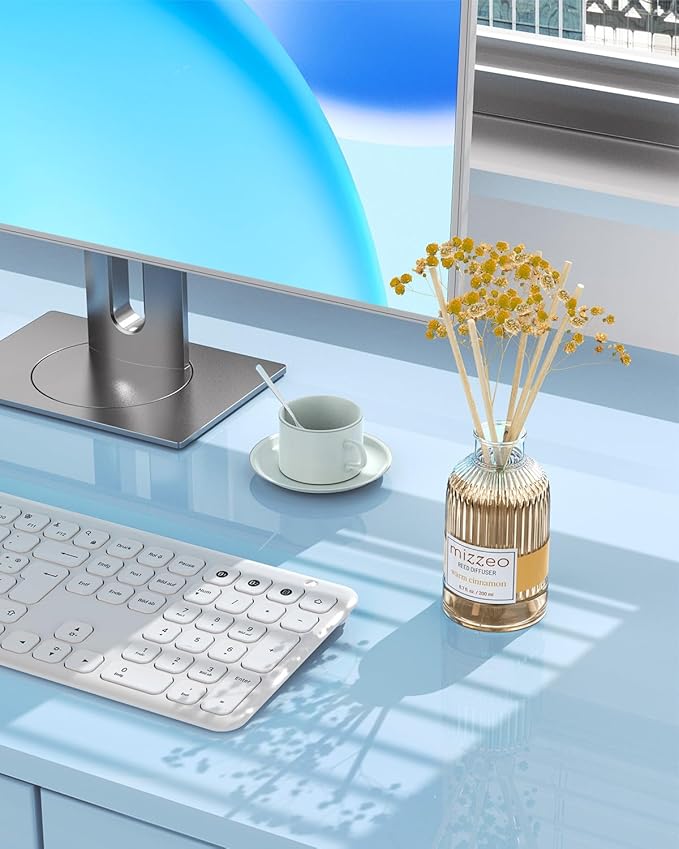 MIZZEO Reed Diffuser Set, Warm Cinnamon 6.76 fl oz Highly Scented Room Diffuser Home Fragrance Essential Oil Reed Flower Diffuser, House Bedroom Office Decor & Gifts