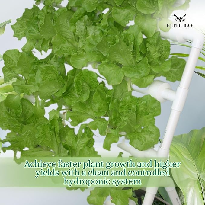 36-Pod Hydroponic Plant Growing System – PVC Vertical Soilless Indoor/Outdoor Garden Kit | White Tower with 36 Baskets, Sponges, AU/US Plug & Soft Tube | Ideal for Home Gardening