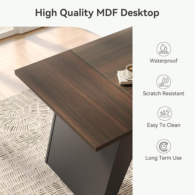 LITTLE TREE 71-Inch Dining Table, Rectangular Kitchen Table for 4-6 People, Heavy-Duty Furniture Legs, Multi-Functional Kitchen/Dining/Living Room Furniture, Black