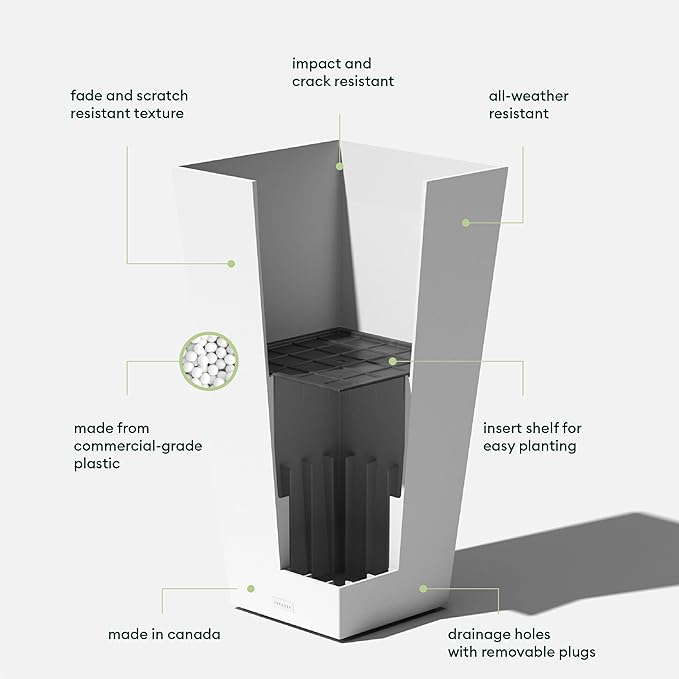 Veradek V-Resin Indoor/Outdoor Taper Planter, Set of 2 (30 inch, White)