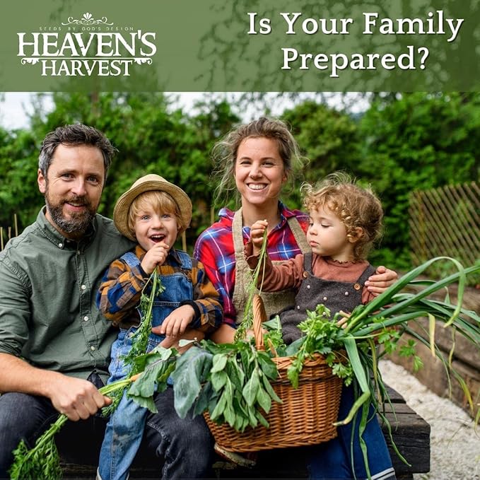 Heaven’s Harvest “10 Year Garden” Survival Seed Bank Kit | Over 75k Non GMO Heirloom Vegetable Survival Seeds + 2 Free Bonus Items: Clyde’s Garden Planner + Seed Vault Storage Drum for 10 Year Storage