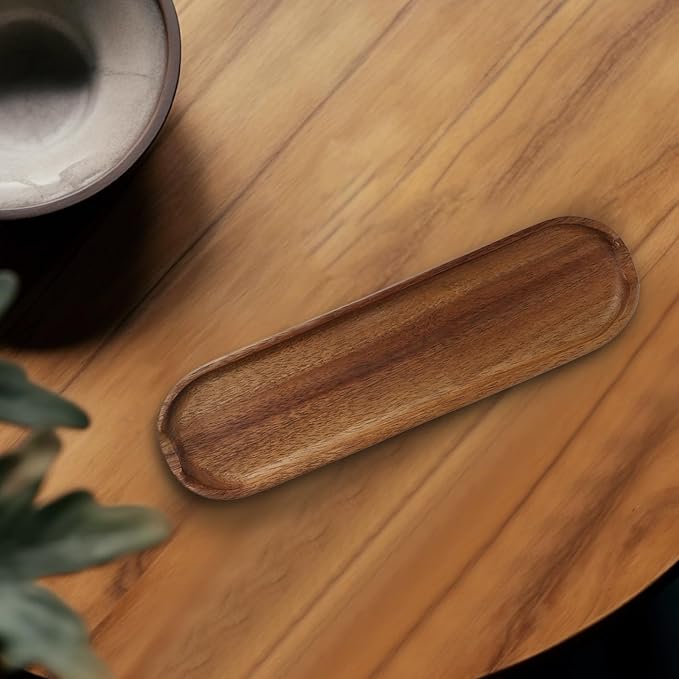 Wooden Tray Brown Pen Tray, Wood Desk Accessories, Minimalist Pen Rest Suitable for School, Home, Office Desk Art Accessories (9.8 * 2.8in)