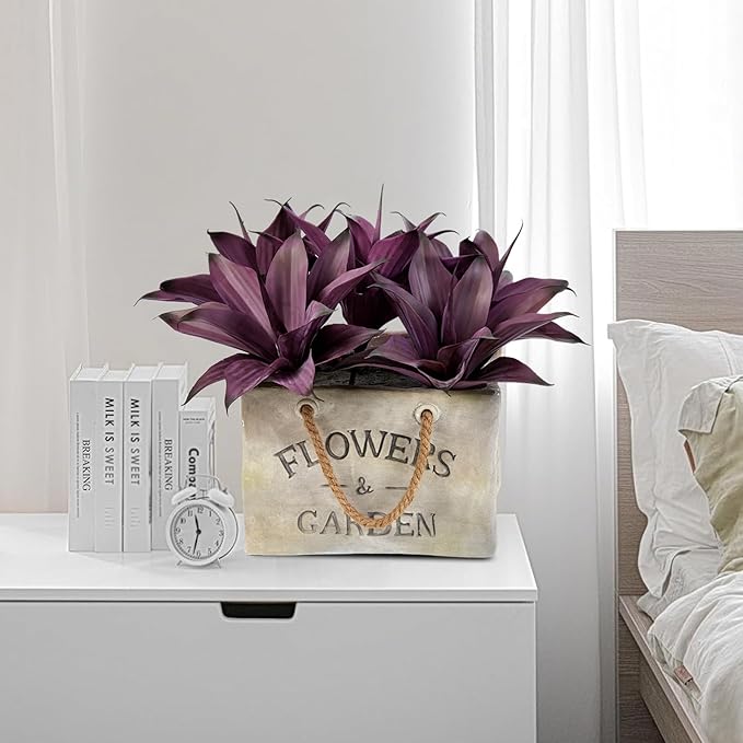 Fake Plants Artificial Agave Plants Indoor，UV Resistant Fake Agave Planters Outdoor Decorating Artificial Plants for Outdoors Decor Agave (2Pack,12.6'Purple) Spring Decorations for Home