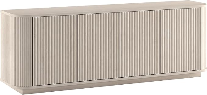 Henn&Hart Rectangular TV Stand for TV's up to 75" in Beech White, for Home, Living Room, Bedroom, Entertainment Room, Office