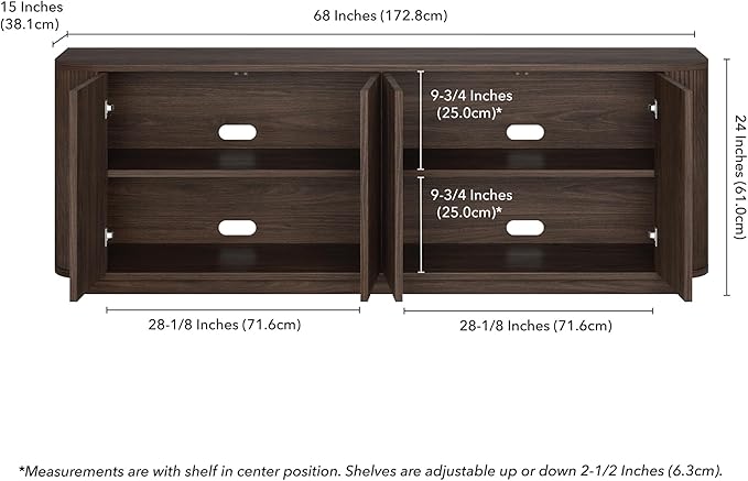 Henn&Hart Rectangular TV Stand for TV's up to 75" in Warm Brown, for Home, Living Room, Bedroom, Entertainment Room, Office