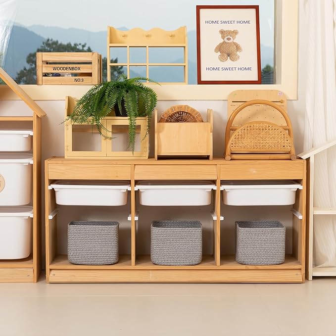 OIAHOMY 9”x9”x7” Storage Cubes, Cotton Rope Woven Baskets for Organizing, Cube Storage Bin, Small Gift Basket for Shelf, 3-Pack, Grey