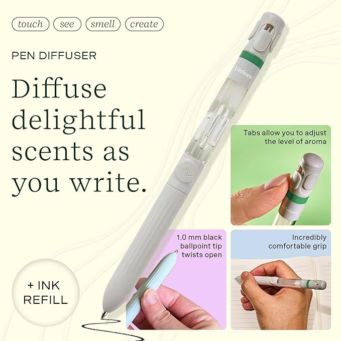 Lifelines Pen Diffuser, Walk in The Woods - 1mm Black Ballpoint Pen with Scented Essential Oil Blends – Aromatherapy Diffuser & Sensory Immersion Diffuse Aroma As You Write