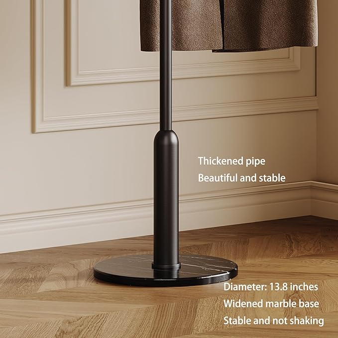 Modern Coat Racks,Coat Rack Freestanding with Marble Base,coat tree freestanding heavy duty,Metal Coat hanger Stand with 8 Ball hooks for Bags,Jacket,Clothes,Hats
