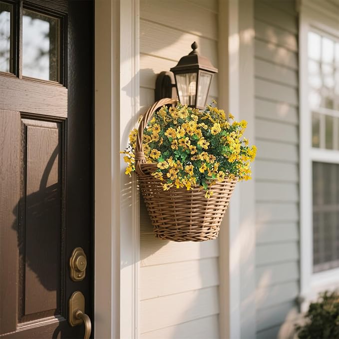 Artificial Mums for Outdoors Garden Home Fall Decor uv Resistant Outdoor Faux Plants Indoor Plastic Fake Plants Greenery Boxwood Porch Patio Fake Mums Flowers 12 Bundles Yard Decorations