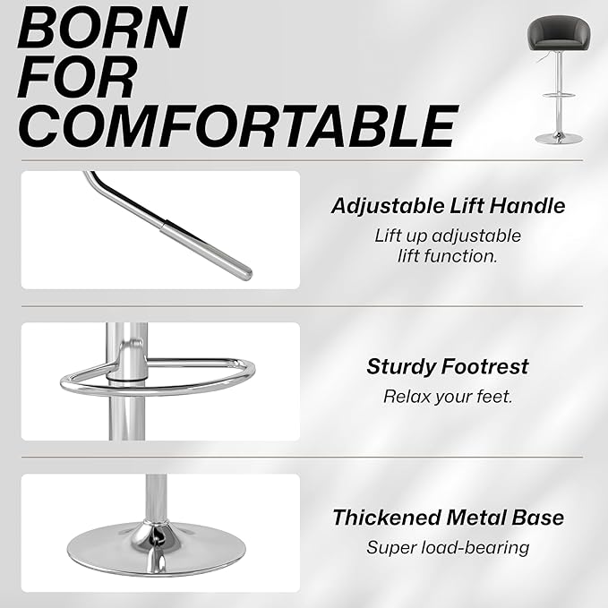 KCC Velvet Bar Stools Set of 4, Counter Height Bar Stools with Low Back, Swivel Barstool for Kitchen Island, Bar Pub (Gray)