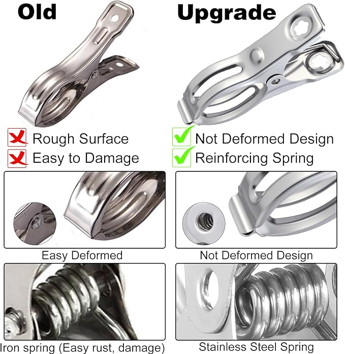 120 Pcs Stainless Steel Garden Shade cloth Clips Metal Heavy Duty Clamps Cloth Netting Tarp Row Cover Clips with Strong Grip for Shade Plant Cover and Various Hoops tarp clip Fix Plant 2"