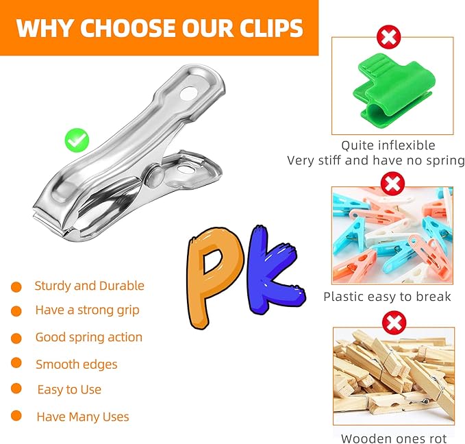 40 Pack Garden Clips, Greenhouse Clips for Netting, Garden Clamps Made of Stainless Steel, Have a Strong Grip to Secure the Plant Covers or Shade Cloth on Greenhouse Hoops or Frame