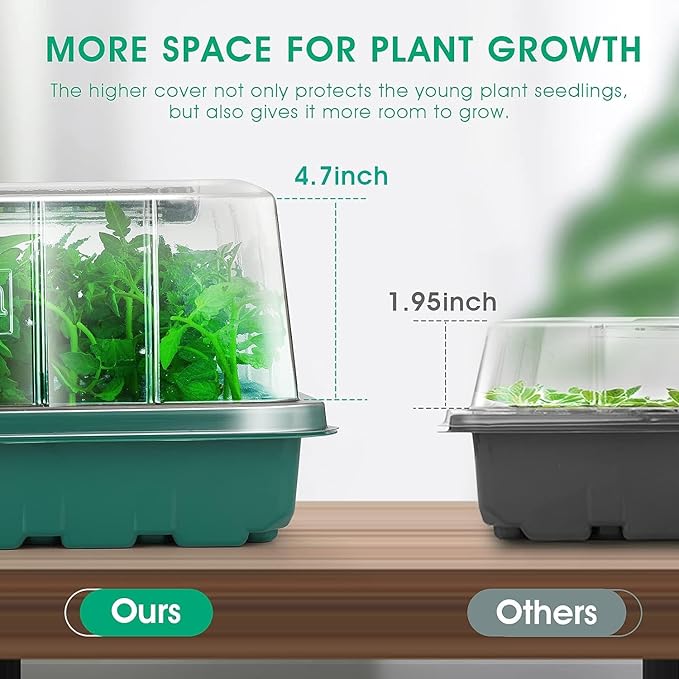 Seed Starter Tray with Grow Light, 192-Cell Seed Starter Kit, Seedling Starter Trays with Humidity Domes, Automatic Timer, Adjustable Light Indoor Gardening Plant Germination Trays