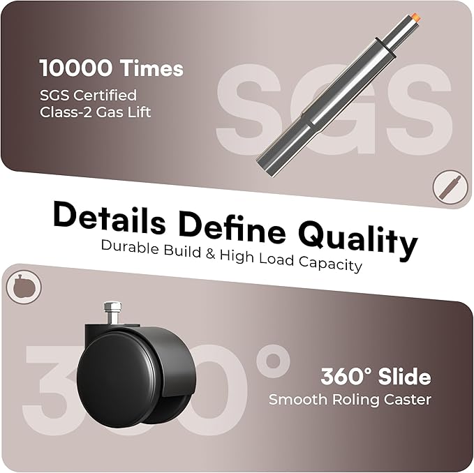 SUPERJARE Drafting Chair with Back, Adjustable Foot Rest Rolling Stool, Multi-Purpose Office Desk Chair, Thick Seat Cushion for Home Bar Kitchen Shop - Black