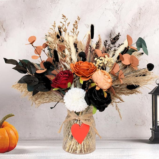 RyddeligHome Fall Flower Arrangements in Vase 100pcs, Fall Centerpieces for Tables, Coffee Dining Table Centerpiece Decor for Home, Thanksgiving Christmas Winter Decorations, Centro De Mesa De Otoño