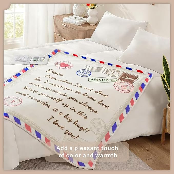 Geniospin Airmail Throw Blanket, Gift for Women/Teenage Girls/Daughter/Son/Grandma, Super Soft Flannel Throw Blanket for Christmas for Couch Bed Sofa, Warm and Cozy