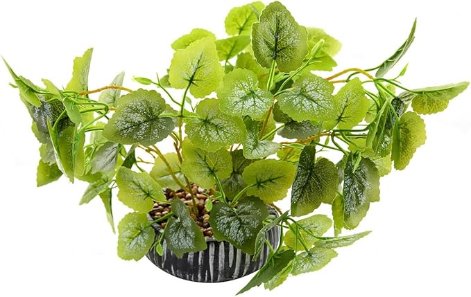 12.8" Artificial Plants Decor Fake Potted Plants with Special Leaves Greenery Faux Lifelike Silk Plants in Rustic Black Clay Planter Perfect for Indoor Home Outdoor Farmhouse Bathroom Décor