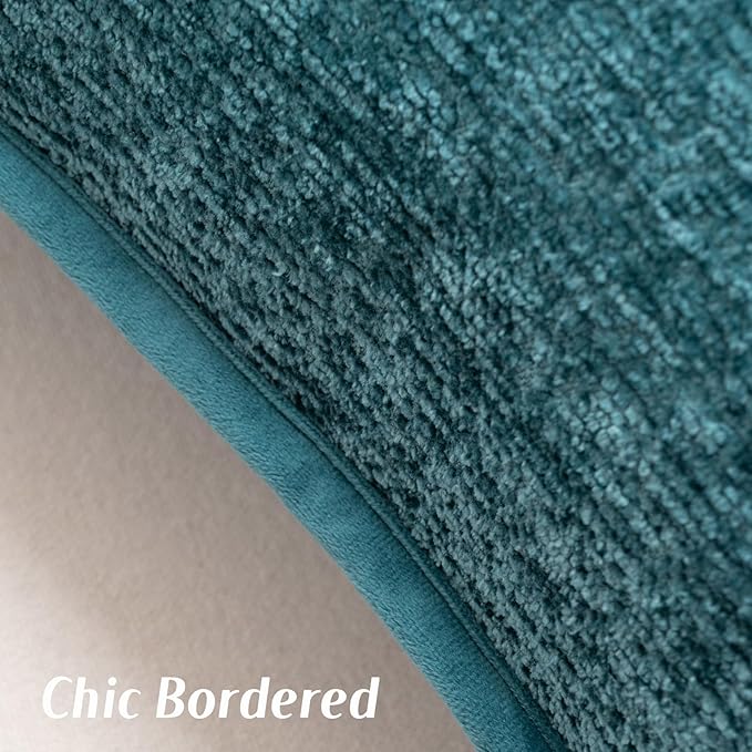 FUTEI Teal Chenille Throw Pillow Covers 22x22 Inch Set of 2,Soft Cozy Bound Edge Design Cushion Case,Home Decor for Couch Bed Living Room
