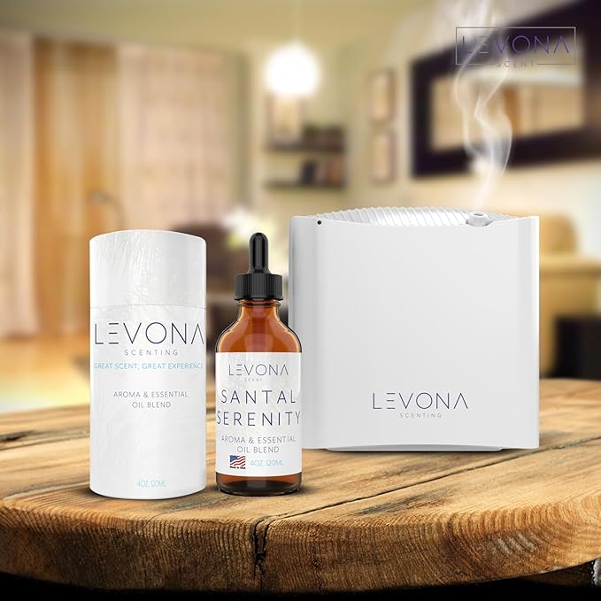 Levona Scent Santal Serenity Essential Oil: Notes of Sandalwood, Papyrus & Amber - Essential Oils for Hotel, Home and Office - Fragrance Oil for diffusers & Humidifiers - Home Luxury Scents-120 Ml
