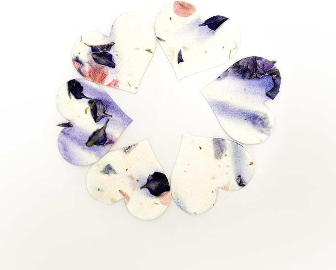 50 pcs Small Seed Paper – Purple Plantable Wildflower Hearts for Bridal Shower, Wedding Gift, Birthday, Mother's Day & Other Milestone Celebrations