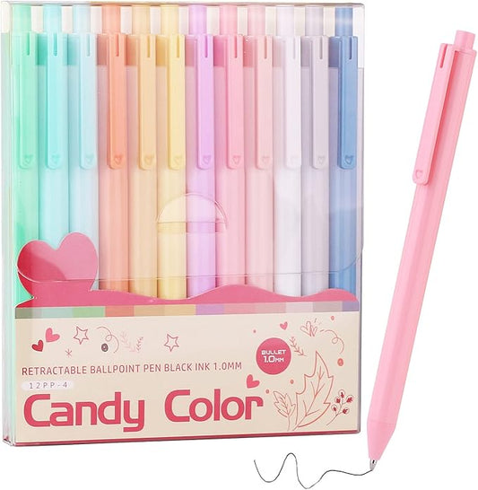 WY WENYUAN Cute Fine Point Smooth Writing Pen - Personalized Ballpoint Bulk, Flair Colorful, Black Ink 1.0 mm Journaling, Glitter Office Supplies for Women & Men, Note Taking
