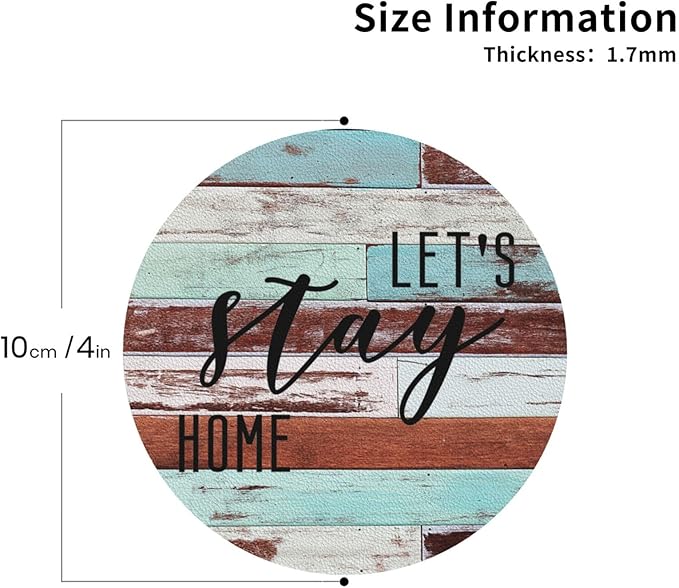 Farmhouse Wooden Home Coasters Set of 6 Coasters for Drinks Absorbent Double-Sided Leather PVC Coaster for Tabletop Protection Coffee Table Decor Ideal for Home Decor House Warming Gifts