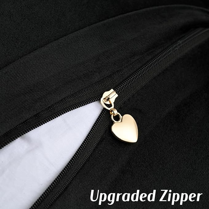 FUTEI Black Chenille Throw Pillow Covers 12x20 Inch Set of 2,Soft Cozy Bound Edge Design Lumbar Pillow Cases,Home Decor for Couch Bed Living Room