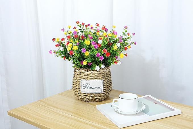 SITUMEIZI Artificial Flowers Outdoor 8 Bundles Faux Fake Plants Realistic UV Resistant for Home Porch Spring Summer Outside Window Box Decor, Mixed Colors