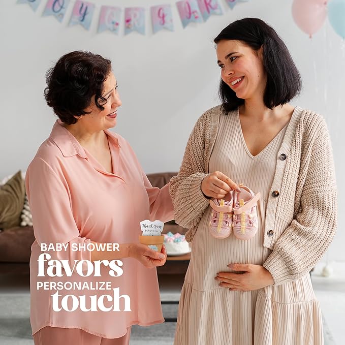 Set of 6 Seed Paper – 6 Green Onesie & 6 Orange Pots with Stickers for Baby Shower, Gender Reveal, Birthday, Mother's Day & Other Milestone Celebrations