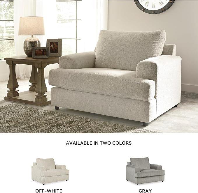 Signature Design by Ashley Soletren Contemporary Chenille Chair and a Half, Off-White