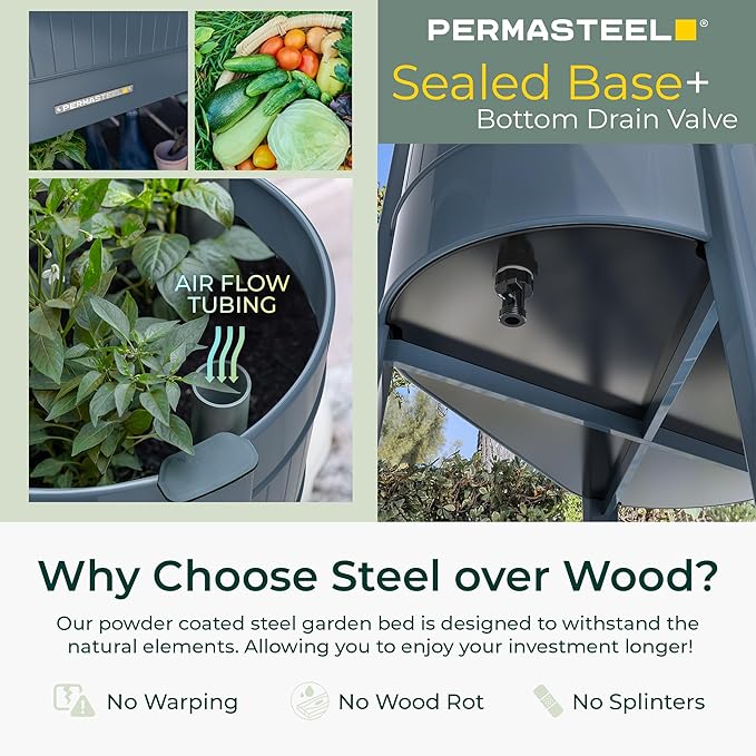 Permasteel Raised Garden Bed with Legs, 40×20×37 in, Planter Box with EnGrow™ TrueSoil™ Technology for Vegetables, Flowers, Herbs, and Fruit, Outdoor Indoor, Storage Shelf, Blue