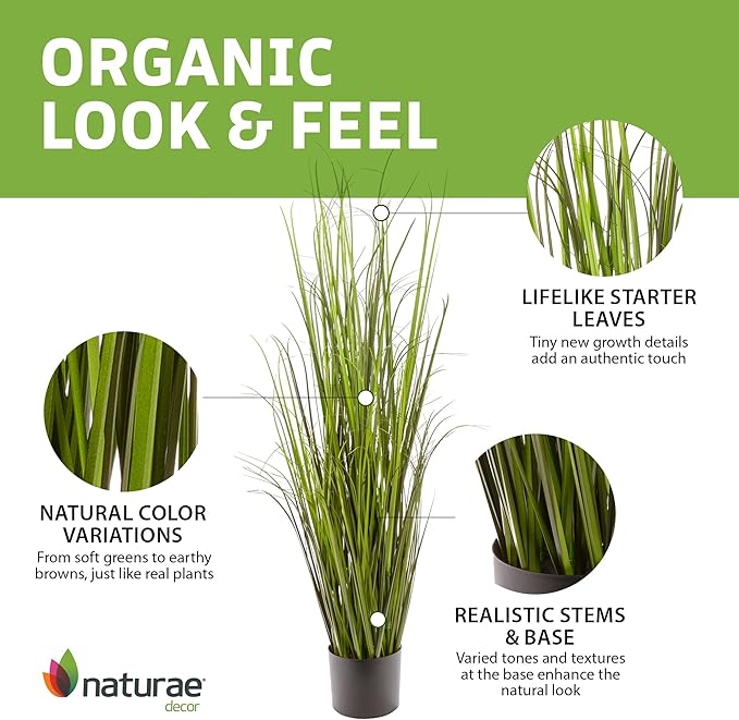 Naturae Decor 47” Tall Realistic Artificial Grass, Outdoor & Indoor Potted Plant – Fake Grass Decor for Home, Office & Patio, Durable & Low-Maintenance