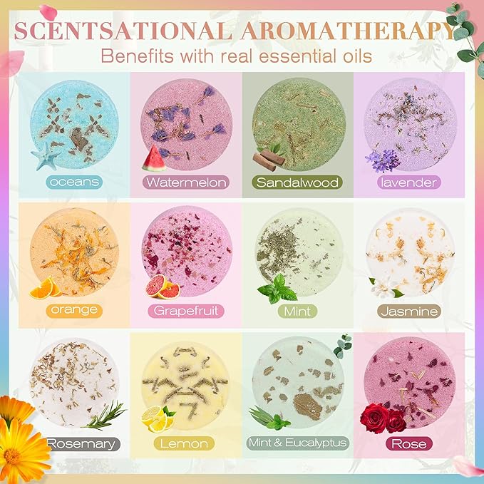 Shower Steamers Aromatherapy Birthday Gifts for Women-12 Pack Mothers Day Gifts,Gifts for Grandma,Wife,Mothers,Stress Relief and Relaxation Gifts for Women and Men,Created Your Own Home SPA