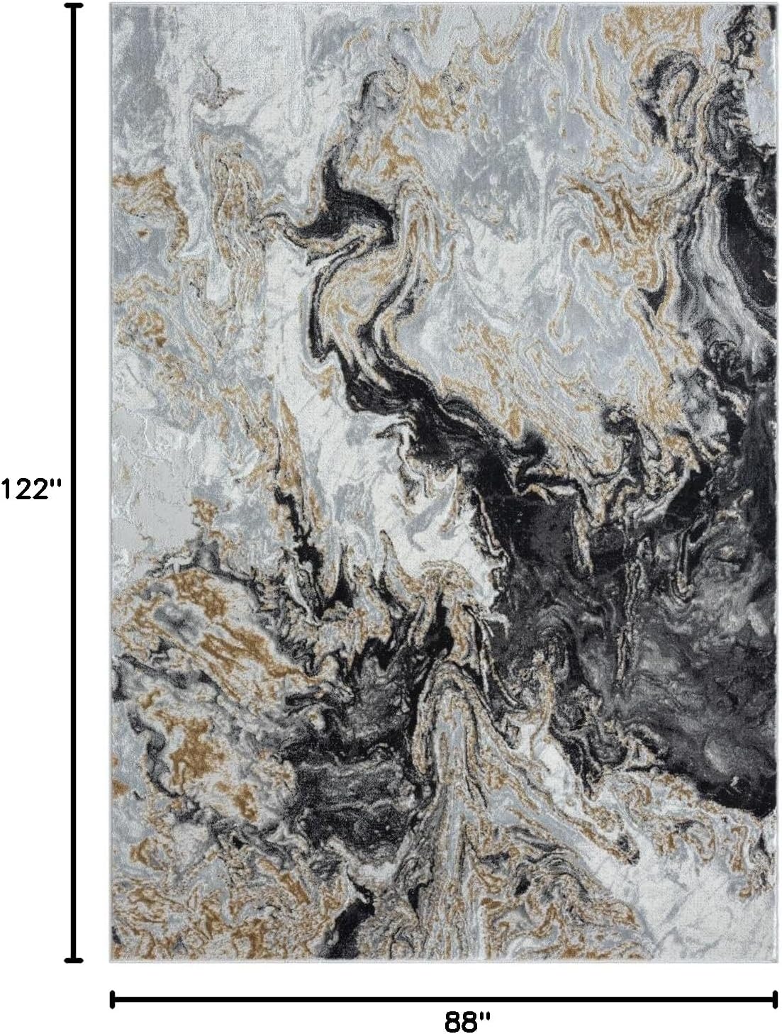 LUXE WEAVERS Marble Swirl Abstract Area Rug, Smoke 8x10