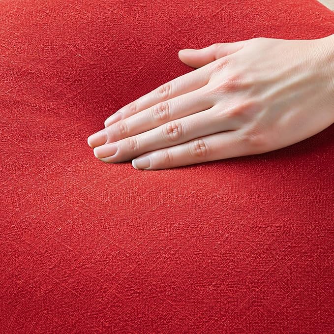 MIULEE Christmas Decorative Throw Pillow Covers Neutral Linen Fringe Throw Pillows Euro Shams Set of 2 Red Boho Farmhouse Cushion Covers with Tassels for Couch Sofa Bed Living Room Decor 24x24 Inch