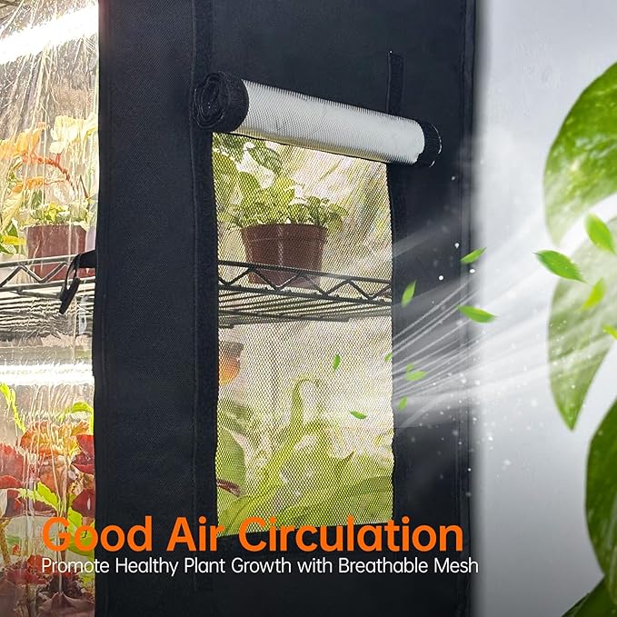 Bstrip Indoor Greenhouse with Grow Light, Plant Stand with 4 Pack 24W Full Spectrum Plant Lights , Plant Shelf with Tent for Indoor Plant, Seed Starting, Seed Tray, 29.5"x13.8"x59"