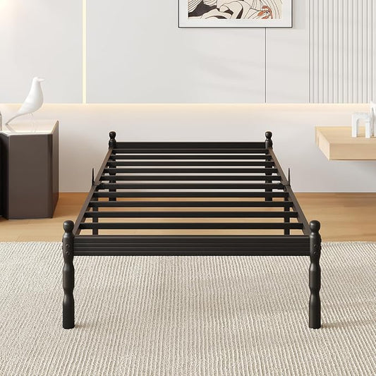 14 Inch Twin Size Bed Frames with 2 Pcs Mattress Slide Stopper, Twin Platform Bed Frame Metal, Heavy Duty, Non-Slip, Easy Assembly, No Box Spring Needed