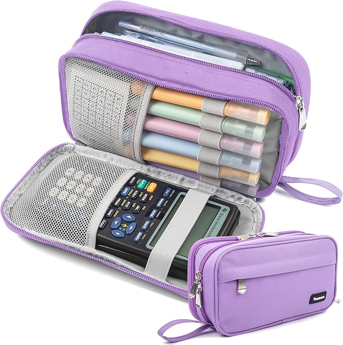 Pencil Case Big Capacity Pen Pouch Large Storage Holder Marker Pen Bag Durable 3 Compartment School Office Desk Organizer Portable Cute Zipper Stationery for Kids Teen Student Boys Girls Adults