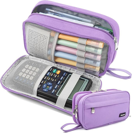 Pencil Case Big Capacity Pen Pouch Large Storage Holder Marker Pen Bag Durable 3 Compartment School Office Desk Organizer Portable Cute Zipper Stationery for Kids Teen Student Boys Girls Adults