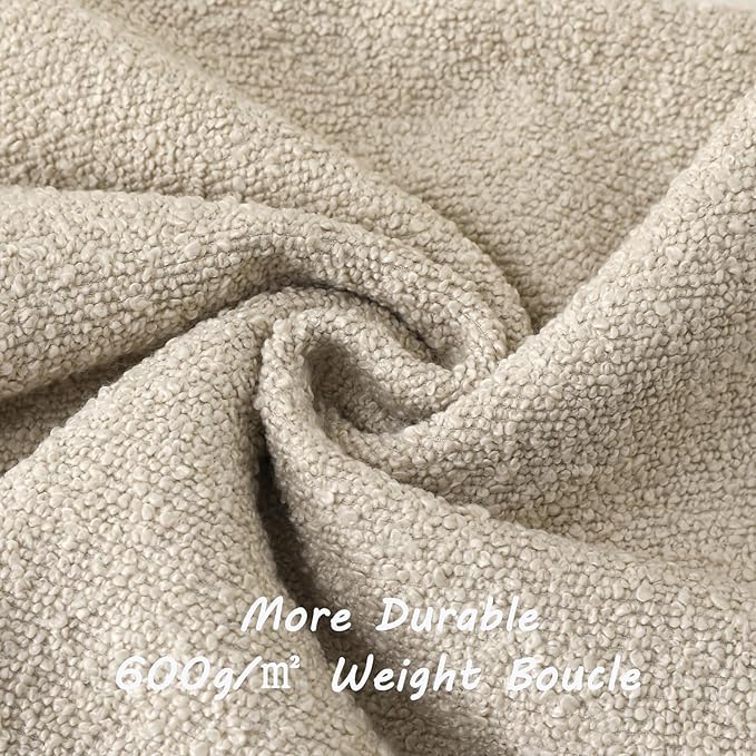 FUTEI Pack of 2 Beige Decorative Throw Pillow Covers 16x16 Inch Soft Cozy Solid Boucle Textured Cushion Case,Modern Home Decor for Couch Bed Living Room