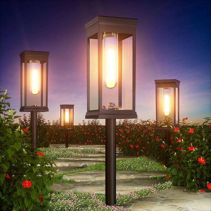 8 Pack Solar Pathway Lights Outdoor, IP65 Waterproof Solar Lights Outdoor ，Auto On/Off Walkway Landscape Lighting, Warm White LED for Garden, Yard, Driveway, Patio Landscape Decor