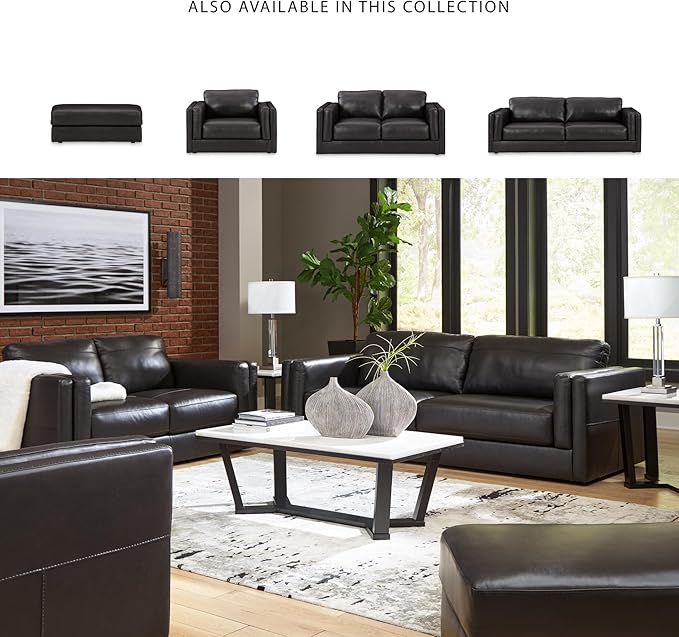 Signature Design by Ashley Amiata Modern Leather Match Upholstered Oversized Chair, Black