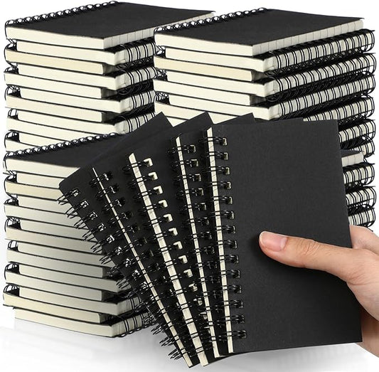 Jutom 54 Pcs Small Spiral Notebooks Memo Pads 3x5 Bulk Small Pocket Notebooks Mini Notepads with Lined Pages Mini Journals for Office Back to School Work Writing Supplies, 120 Pages (Black)