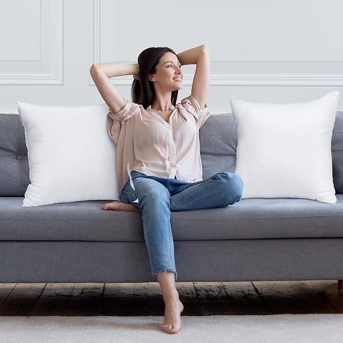 Utopia Bedding Throw Pillows Insert (Pack of 2, White) - 24 x 24 Inches Bed and Couch Pillows - Indoor Decorative Pillow